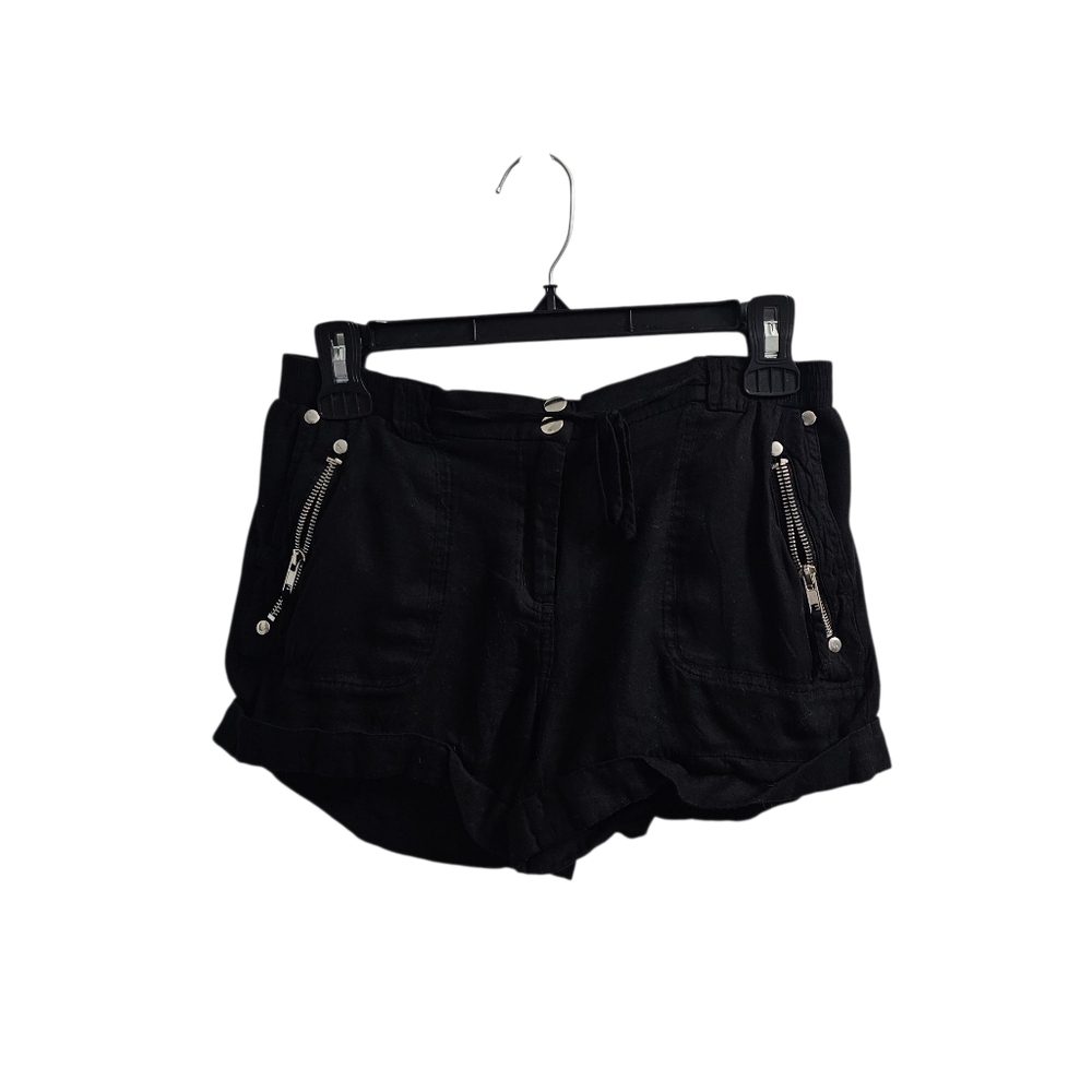 Costa Blanca Black Cuffed Casual Shorts Zipper Pockets Small